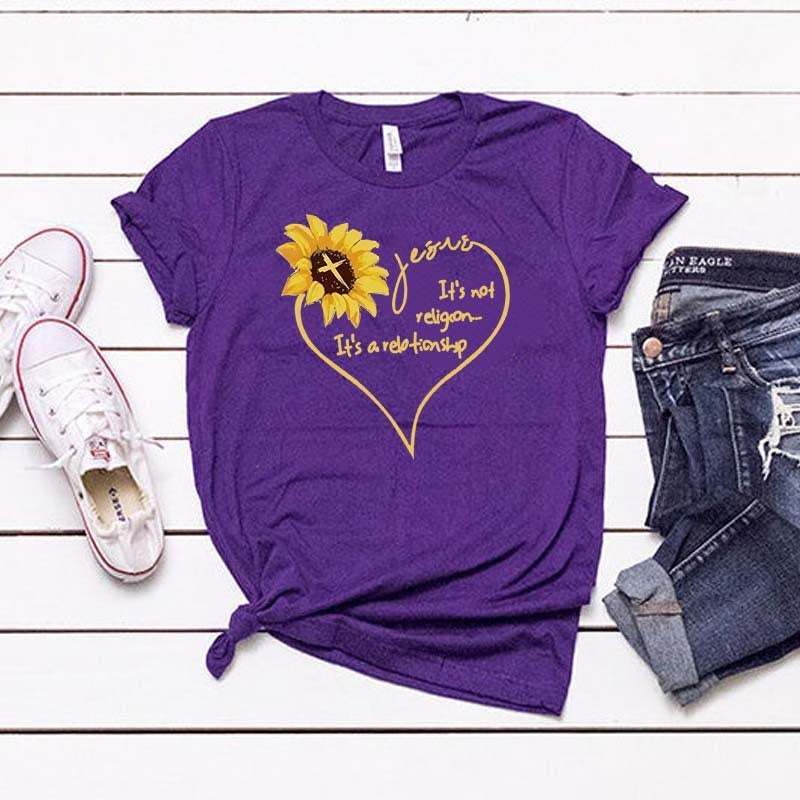Sunflower "Its Not Religion Its A Relationship" T Shirt l Women