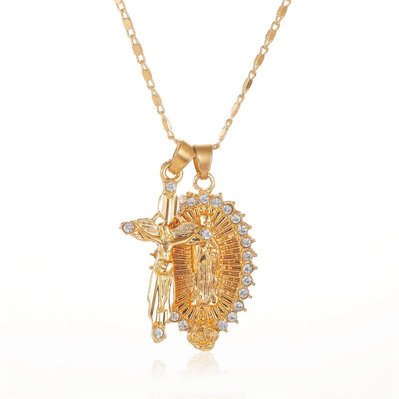 Catholic Crucifix Christian Cross Necklace Virgin Mary