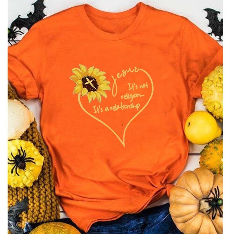 Sunflower "Its Not Religion Its A Relationship" T Shirt l Women
