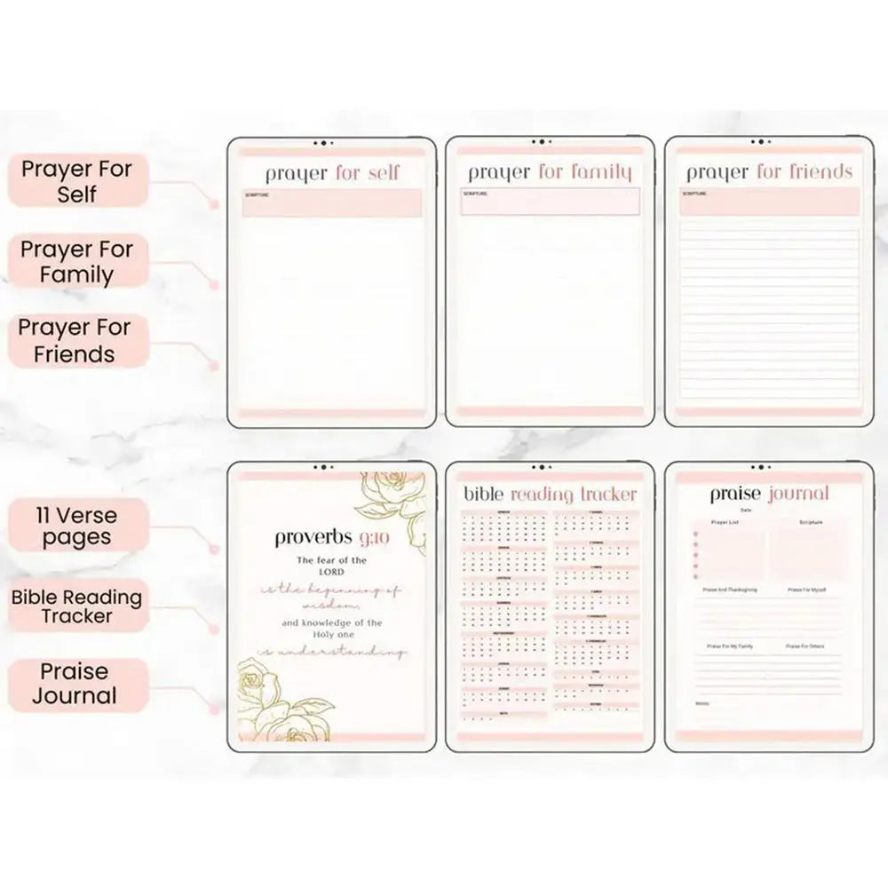 Daily Prayer Journal Christian Notebook For Women Spiral Organizers Planners Daily Guided Devotional Journaling Bible Study