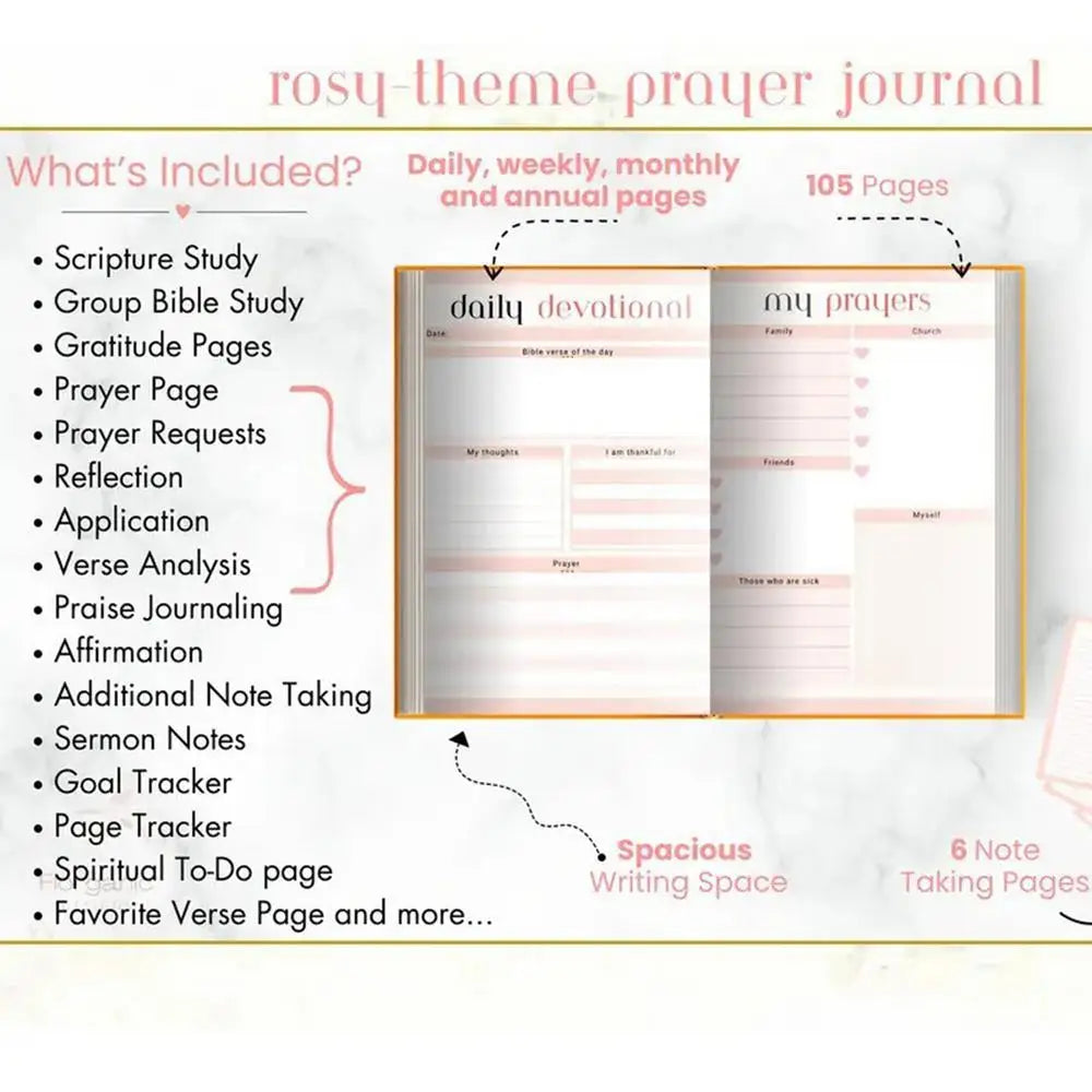 Daily Prayer Journal Christian Notebook For Women Spiral Organizers Planners Daily Guided Devotional Journaling Bible Study