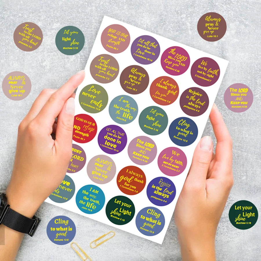 240 Pcs Jesus Faith Stickers 12 Styles Bible Verse Gold Foil Stickers Christian Christmas Religious Inspirational Scripture