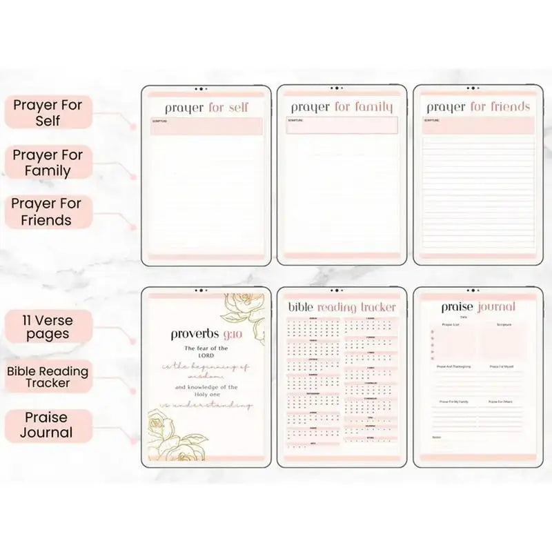 Daily Prayer Journal Christian Notebook For Women Spiral Organizers Planners Daily Guided Devotional Journaling Bible Study